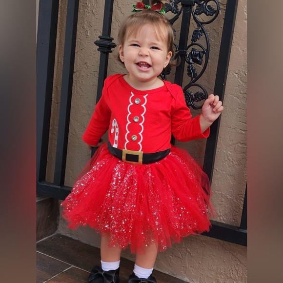 Festive Christmas romper/onesie with headband and detached tutu - Picture 3 of 3